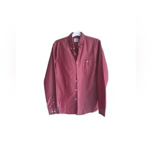 Express contrast fitted  shiny Red Button-Down Shirt